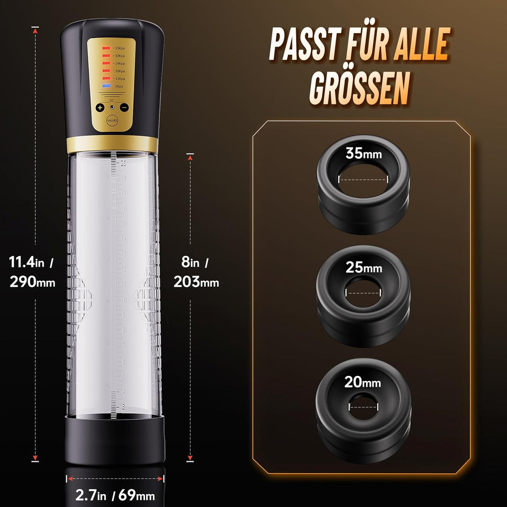 Elektrische Penispumpe Masturbator Sex Spielzeug für die Männer - Vakuumpumpe mit 5 Starken Saugmodi Penies Pump mit 6 Penisringe & 3 Silikonhülsen Erotisches Sexspielzeug für Männer Penisvergrößerung