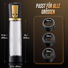 Laden Sie das Bild in den Galerie-Viewer, Elektrische Penispumpe Masturbator Sex Spielzeug für die Männer - Vakuumpumpe mit 5 Starken Saugmodi Penies Pump mit 6 Penisringe &amp; 3 Silikonhülsen Erotisches Sexspielzeug für Männer Penisvergrößerung