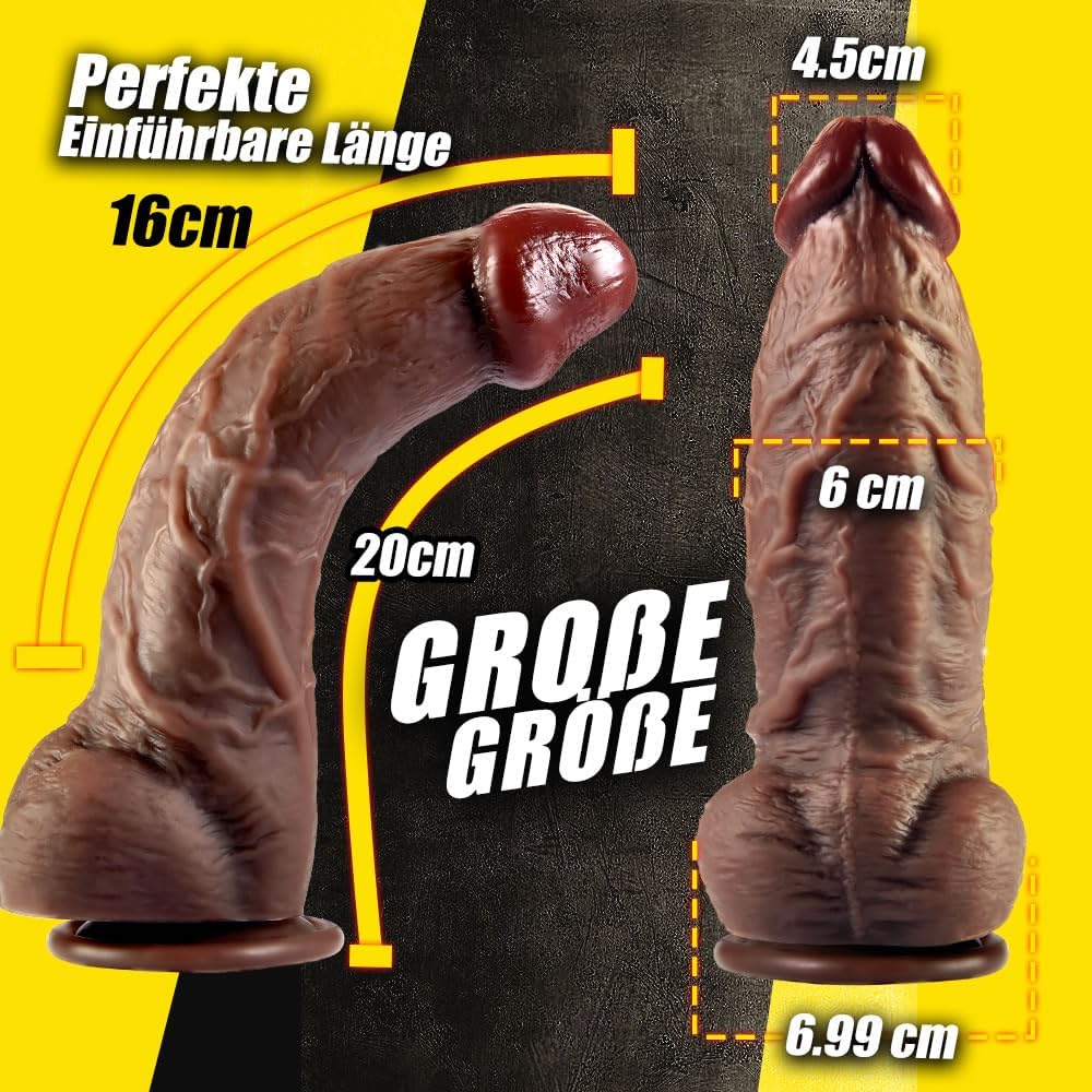 6cm dicker Realistischer Dildo groß für G-Punkt-Stimulation mit spezieller Kurve 20cm Silikon dildos mit Starkem Saugnapf Penis Analdildo realistische dildos Sexspielzeug für Frauen und Männer