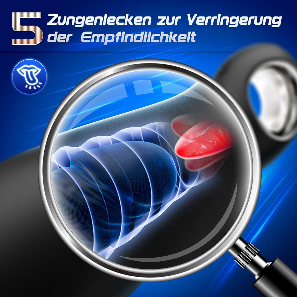 Sex Spielzeug für die Männer Masturbator, Elektrischer Masturbieren für Männer mit 5 Zungenleckmodi Hohler Ring, 3IN1 Penis Vibrator Sexspielzeug 360° Umwickeln Penistrainer 10 Vibrationsmodi Sex Toys