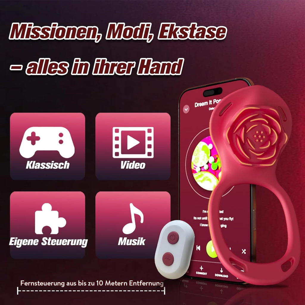 Sex Spielzeug für die Paare Frau Männer, BDSM Rose Vibration für Frauen, Vibratorensets für Frauen Klitoris mit Fernbedienung Leise, Penisring Vibrator App, Erotisches Sexspielzeug Sex Maschine Spiele