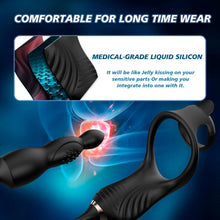 Laden Sie das Bild in den Galerie-Viewer, Prostata Vibrator Stimulator mit Stoßfunktion, 10 Vibrationsmodi Extrem Silikon und Doppel Penisring, Penis Vibrator mit Fernbedienung Sex Spielzeug Anal Dildo Analplug Analvibratoren für Mann