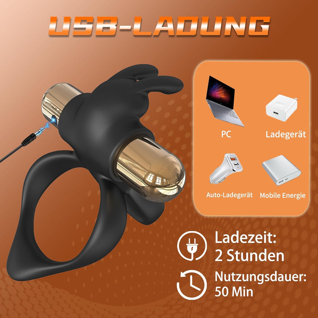 3 in1 Penisring Vibrator - Dual Penis Ring mit 10 Vibrationsmodi Erotik Sex Spielzeug für Paare Penis Massagegerät für Langwährende Erektion Cockring Masturbator Spielzeug für die Männer Extrem