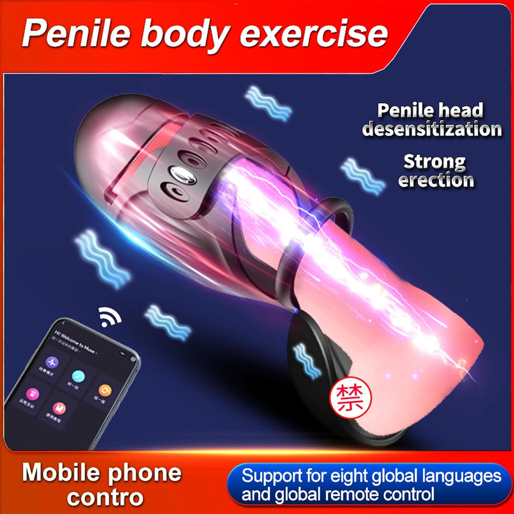 Elektrischer Masturbator Silikon Penis Trainer Vibrator mit 9 Vibrationsmodi, Eichel Stimulator Masturbatoren Mann mit App Steuerung Masturbieren Männer Sex Toys für Männer und Paare