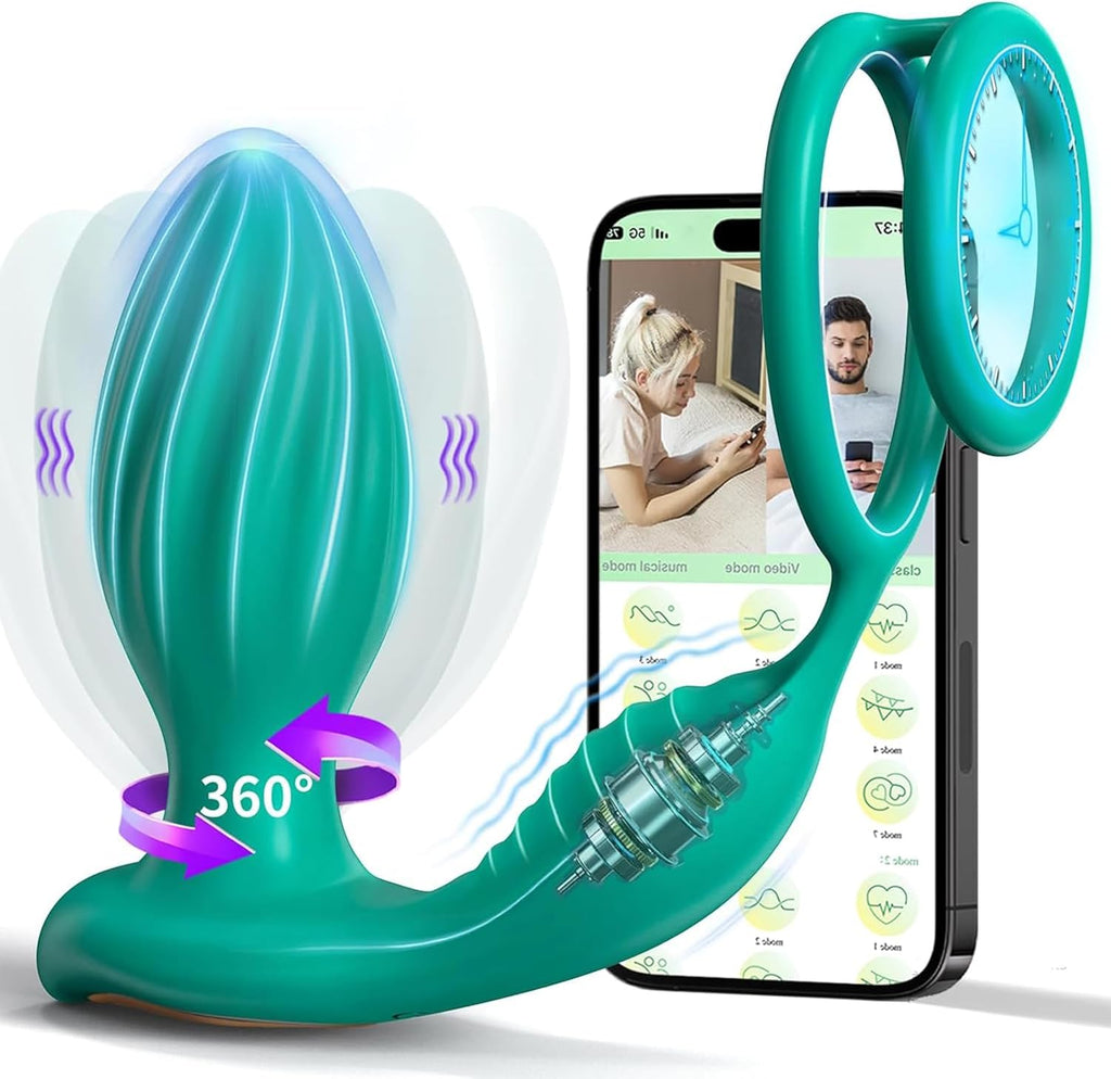 360° Rotierendes Analvibrator-Prostata-Massagegerät mit APP Fernbedienung,Anal Plug Vibratoren 9 Vibrations & 9 Rotationsmodi,Silikon Penisringe Analvibratoren Sexspielzeug für Männer Paare.