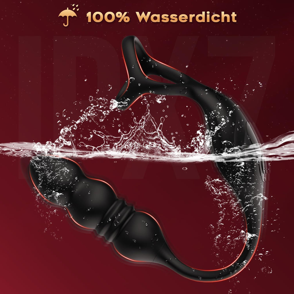 Anal Vibrator Prostata Stimulation Männer mit Penisring Sex Spielzeug für die Männer Anal Dildo Analplug Analvibratoren für Mann Anal Plug Vibratoren für Männer mit 9 Vibrationsmodi Sex Toys