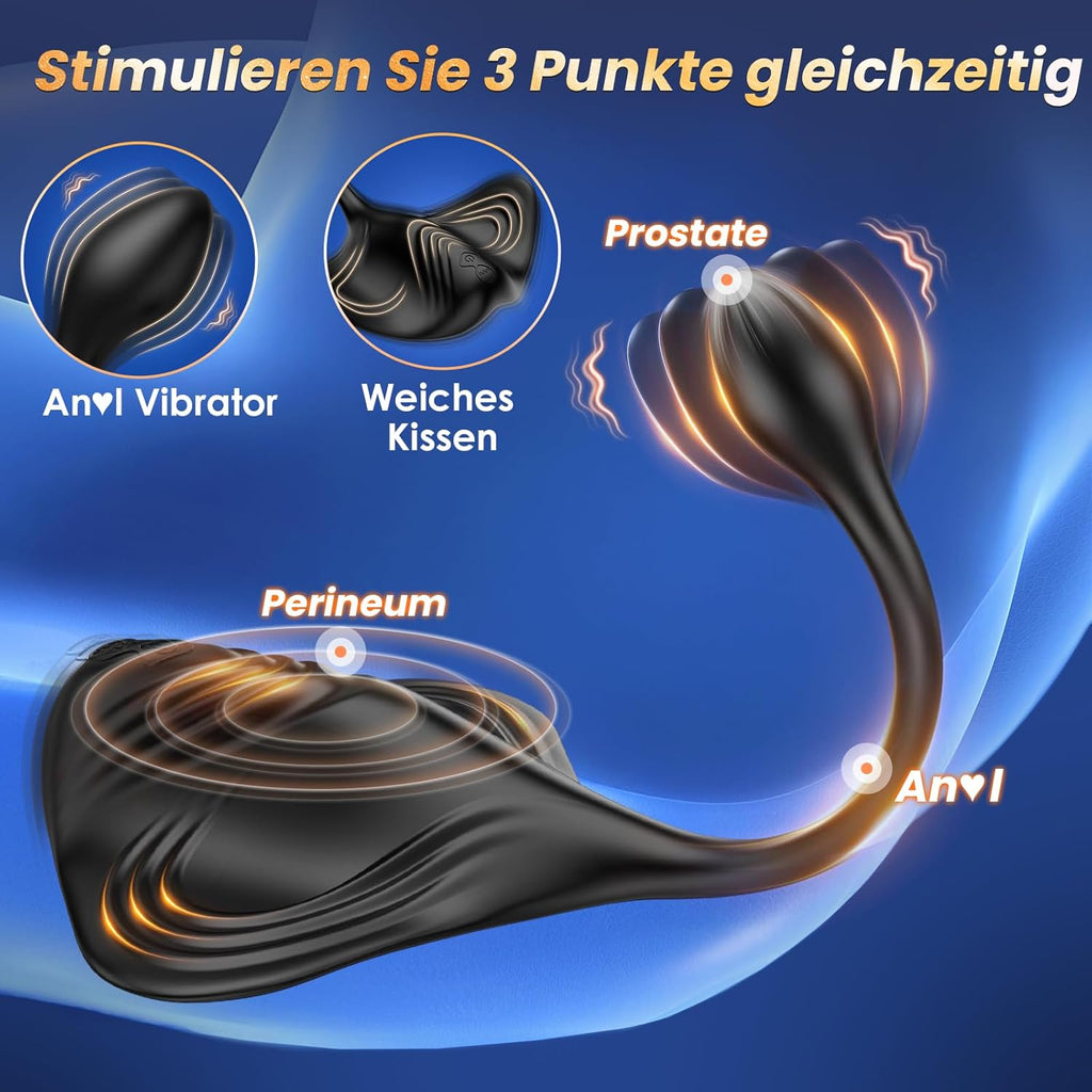 Analvibratoren Prostata Stimulation Männer, Sitzen und Reiten Anal Plug Sex Spielzeug für die Männer mit 9+9 Vibrationsmodi, Doppelmotoren Vibratorensets Analplug für Männer Analkugeln, App-Steuerung