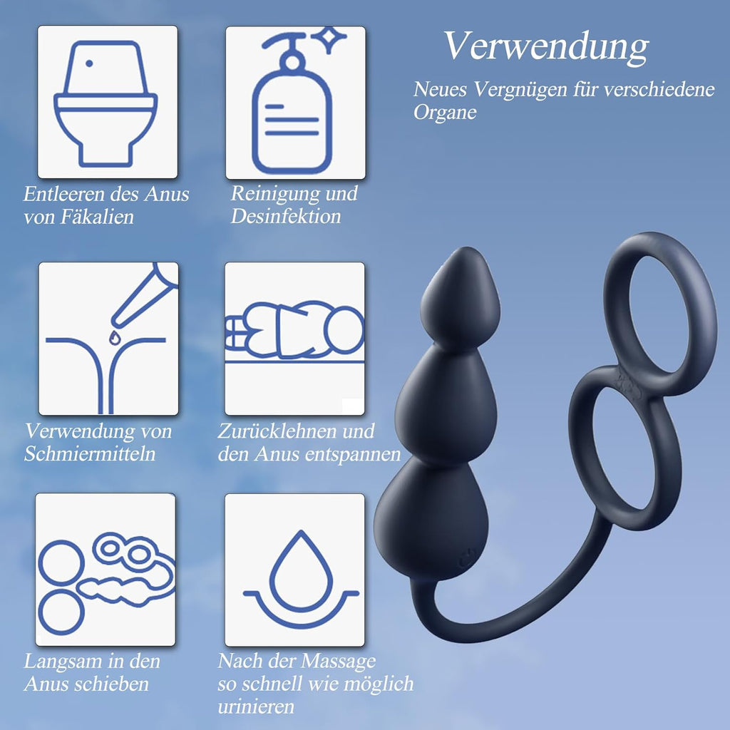 Analvibrator mit Penisring Hodenring,Analplug Analkugeln mit 10 Vibrationsmodus Fernbedienung,Vibrator Vibration Vibratorensets Analspielzeuge erotisches Sex Spielzeug für die Männer