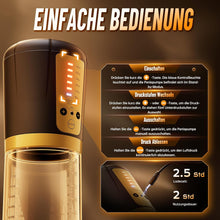 Laden Sie das Bild in den Galerie-Viewer, Elektrische Penispumpe Masturbator Sex Spielzeug für die Männer - Vakuumpumpe mit 5 Starken Saugmodi Penies Pump mit 6 Penisringe &amp; 3 Silikonhülsen Erotisches Sexspielzeug für Männer Penisvergrößerung