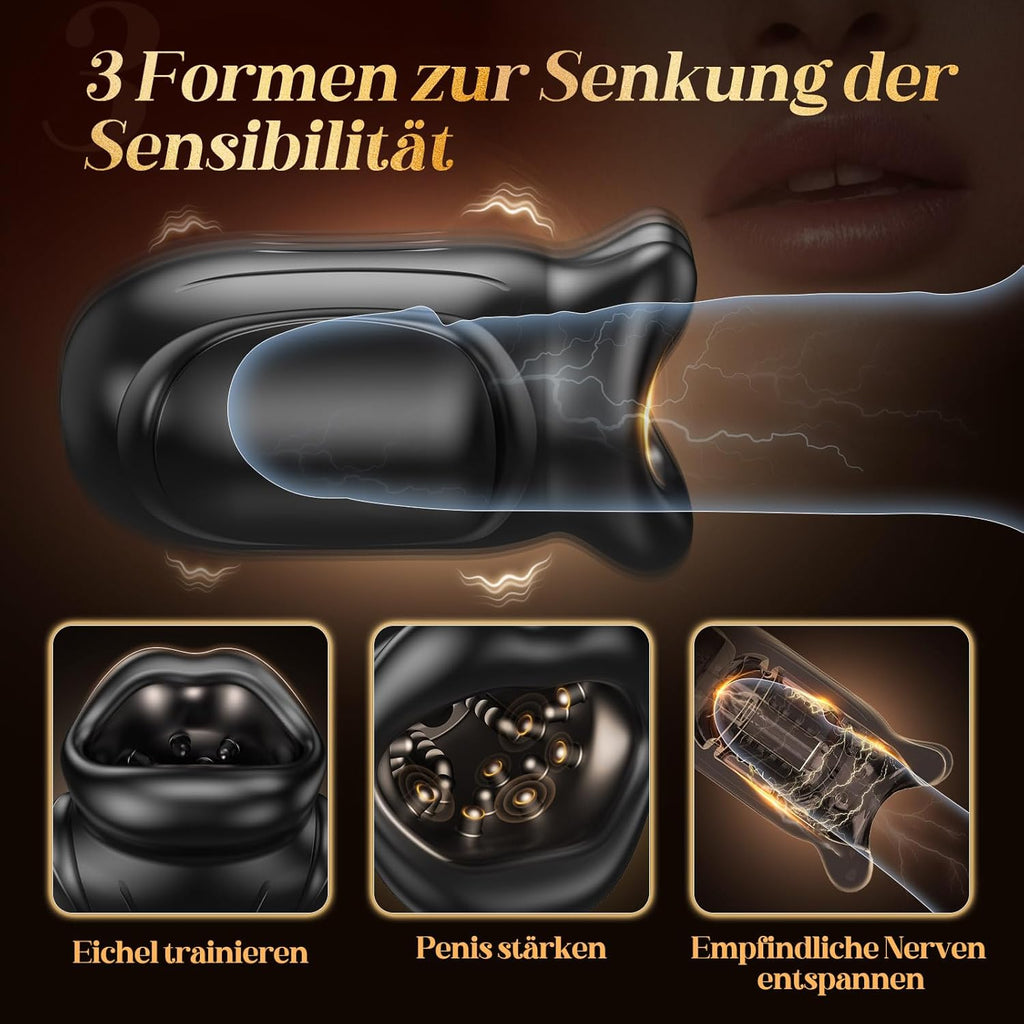 4-in-1 Mouth-shaped Masturbating for Men, Soft Masturbator Oral Sex Glans Stimulator, Electric Sex Toy for Men, Solo Quiet Pocket Pussy Vibrator with 10 Vibrations & App