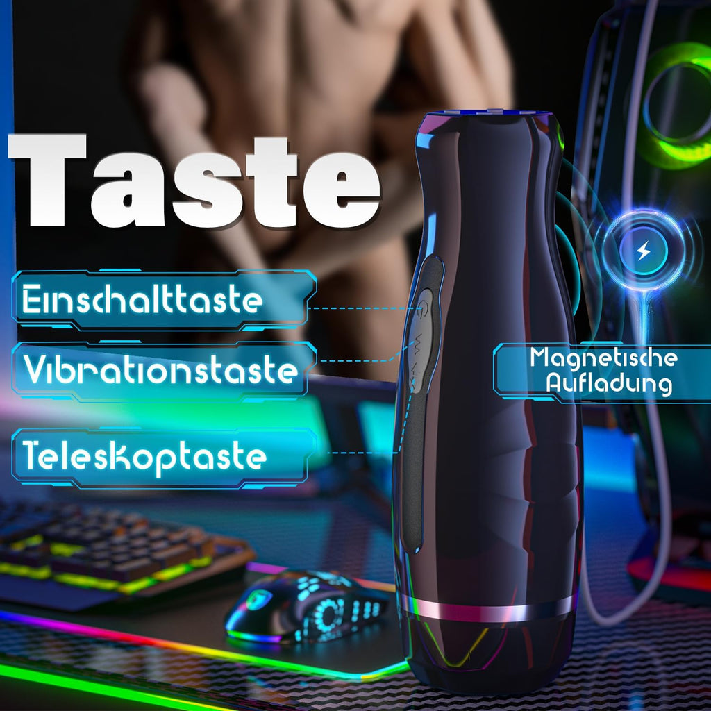 Elektrischer Masturbator mit 7Modi Teleskop & Vibrieren Sex spielzeug für die Männer, Realistischer Penis Stimulator für Männer, Masturbieren für Männer, 3D Realistische Vagina Sexspielzeug