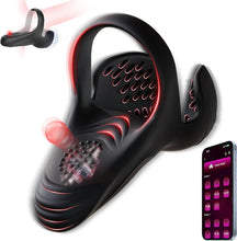 Laden Sie das Bild in den Galerie-Viewer, Doppel-Hodensack Penistrainer Vibrator Cockring Masturbator mit 10 Vibrationsmodi