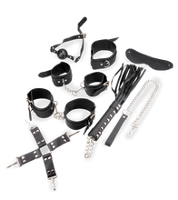 Laden Sie das Bild in den Galerie-Viewer, 8-teiliges BDSM-Set aus Kunstleder mit Nieten