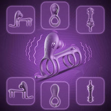 Laden Sie das Bild in den Galerie-Viewer, Sex Spielzeug Für Die Paare Penisring Mit Doppel Motor 10 Vibrationsmodi Cockring Für Penis Und Klitoris Stimulation Verzögerte Ejakulation Und Penis Training