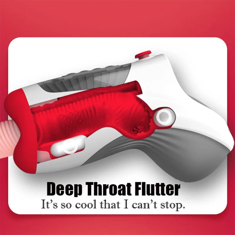 Vakuum Beheizter Deepthroat Control Oralsex-Masturbator mit 7 Vibrations- und 3 Saugmodi