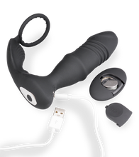 Laden Sie das Bild in den Galerie-Viewer, Analplug mit Vibration, Stoßfunktion und Cockring Clark