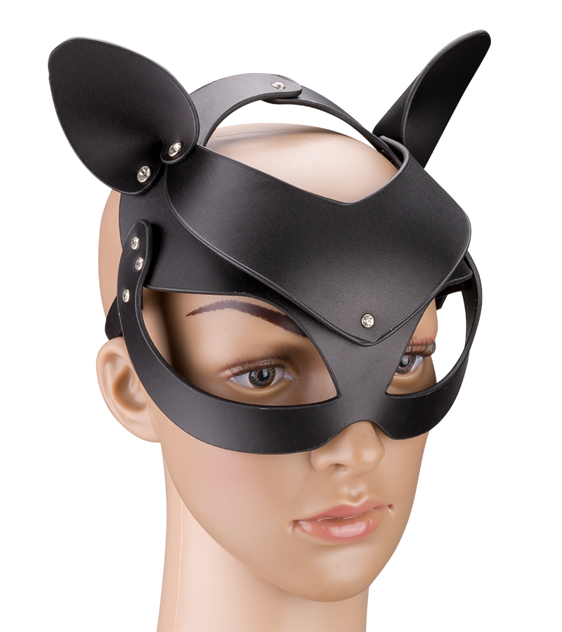 BDSM-Katzenmaske aus Kunstleder mit Strass
