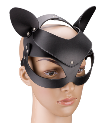 BDSM-Katzenmaske aus Kunstleder mit Strass