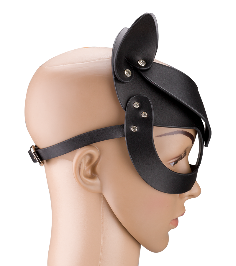 BDSM-Katzenmaske aus Kunstleder mit Strass