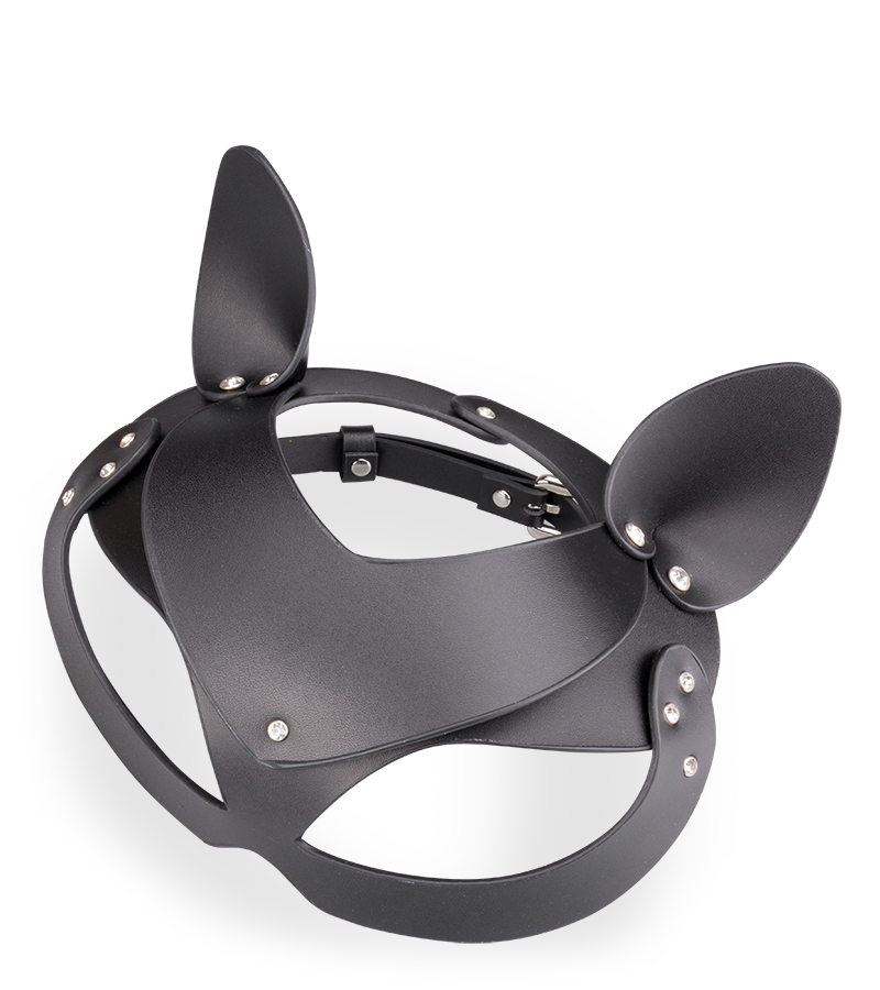 BDSM-Katzenmaske aus Kunstleder mit Strass