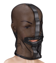 Laden Sie das Bild in den Galerie-Viewer, BDSM-Kopfhaube aus Netzstoff mit Mund-Öffnung
