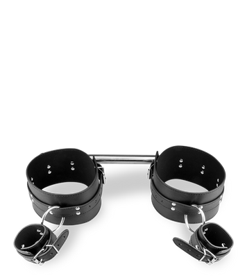 BDSM-Spreizstange für Oberschenkel mit Handfesseln