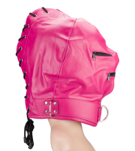 Laden Sie das Bild in den Galerie-Viewer, Bondage-Haube mit Reißverschlüssen an Augen und Mund