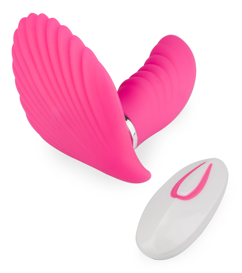 Butterfly-Vibrator in Muschelform mit Innendildo