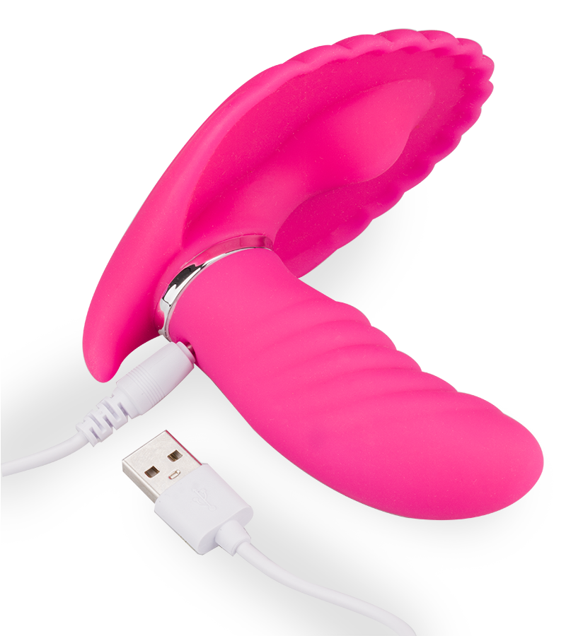 Butterfly-Vibrator in Muschelform mit Innendildo