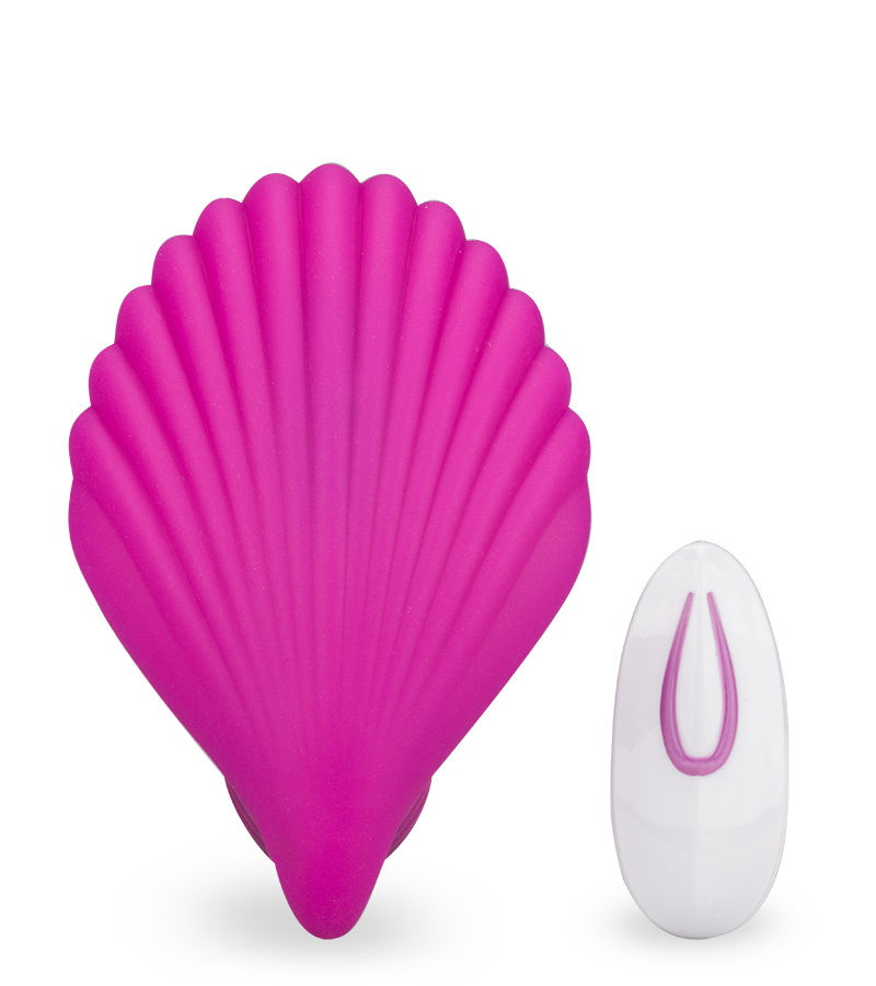 Butterfly-Vibrator in Muschelform mit Innendildo