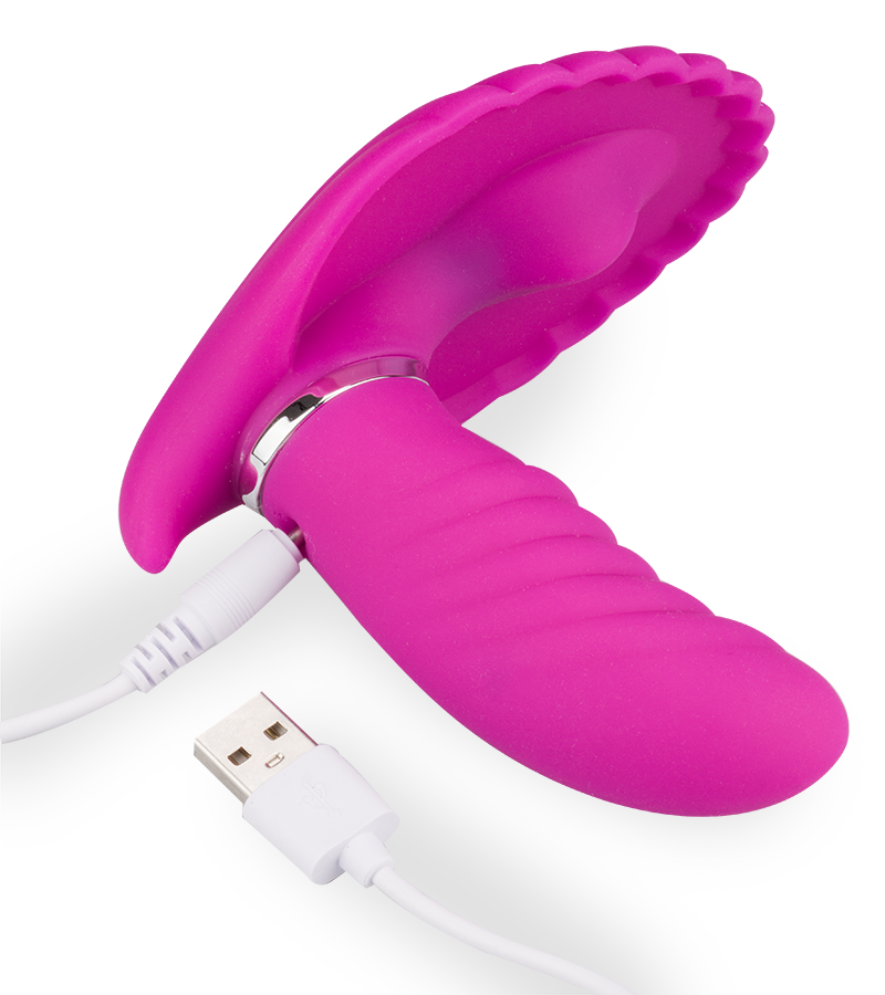 Butterfly-Vibrator in Muschelform mit Innendildo