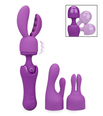 Fantasy-Wand-Vibrator mit 3 Aufsätzen, 10 Modi