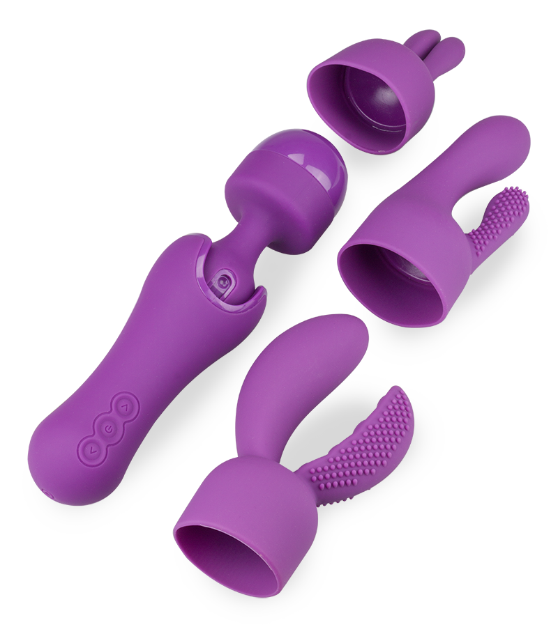 Fantasy-Wand-Vibrator mit 3 Aufsätzen, 10 Modi