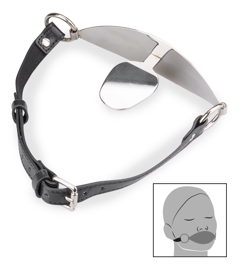 Flacher Mundknebel aus Metall und Kunstleder