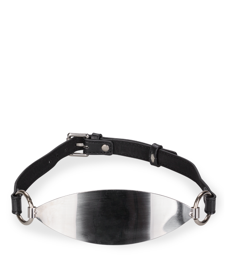 Flacher Mundknebel aus Metall und Kunstleder