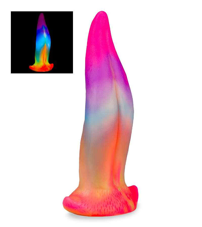 Phosphoreszierender Saugnapf-Dildo aus Silikon Zunge