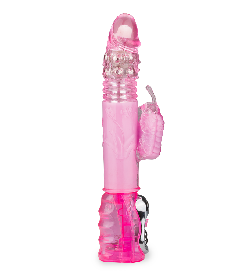 Pinker XL-Rabbit-Vibrator Butterfly mit Stoßfunktion