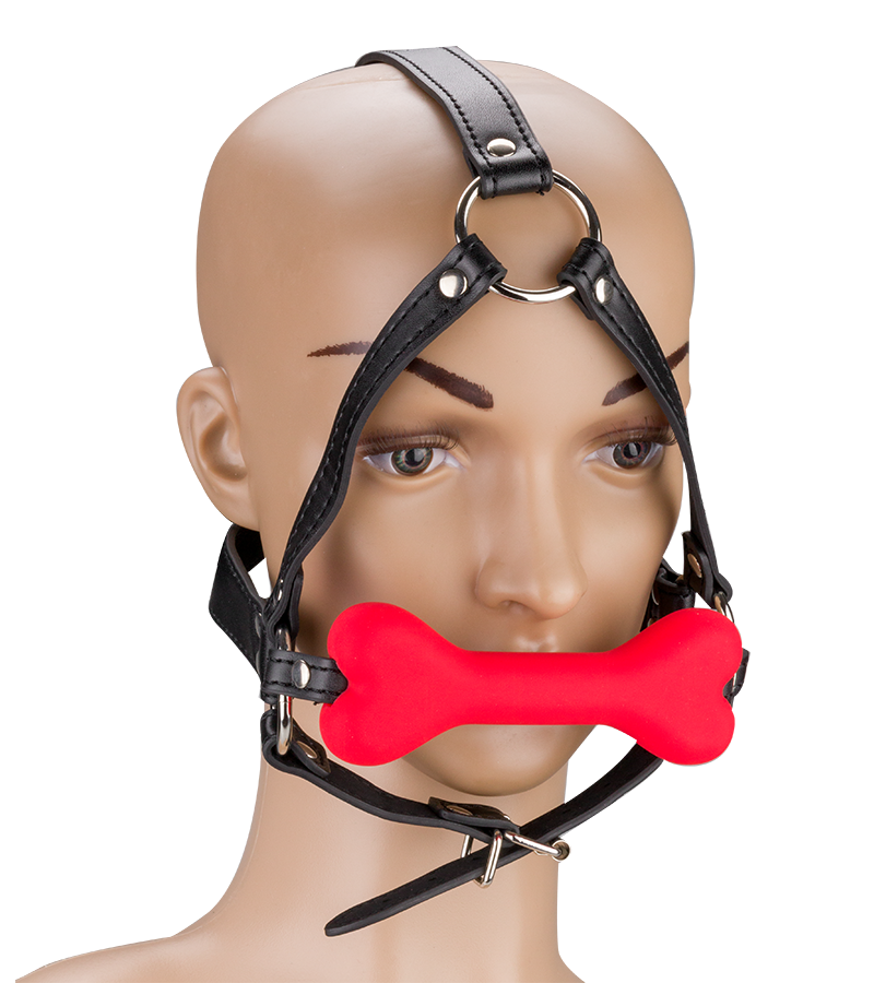 Puppy-Play-Kopfgeschirr mit Knebel aus Silikon 12,3 cm