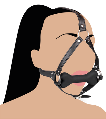 Puppy-Play-Kopfgeschirr mit Knebel aus Silikon 12,3 cm