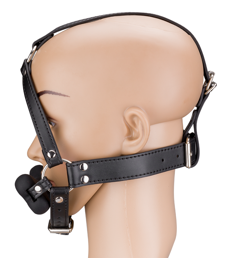 Puppy-Play-Kopfgeschirr mit Knebel aus Silikon 12,3 cm