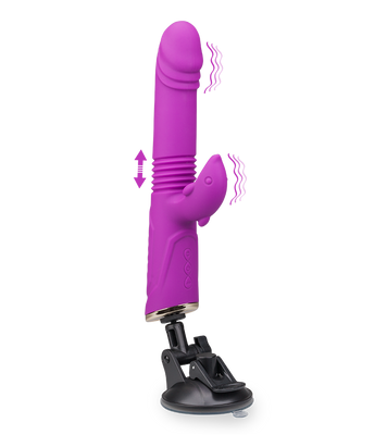 Rabbit-Vibrator mit Stoßfunktion und Saugnapf Flip