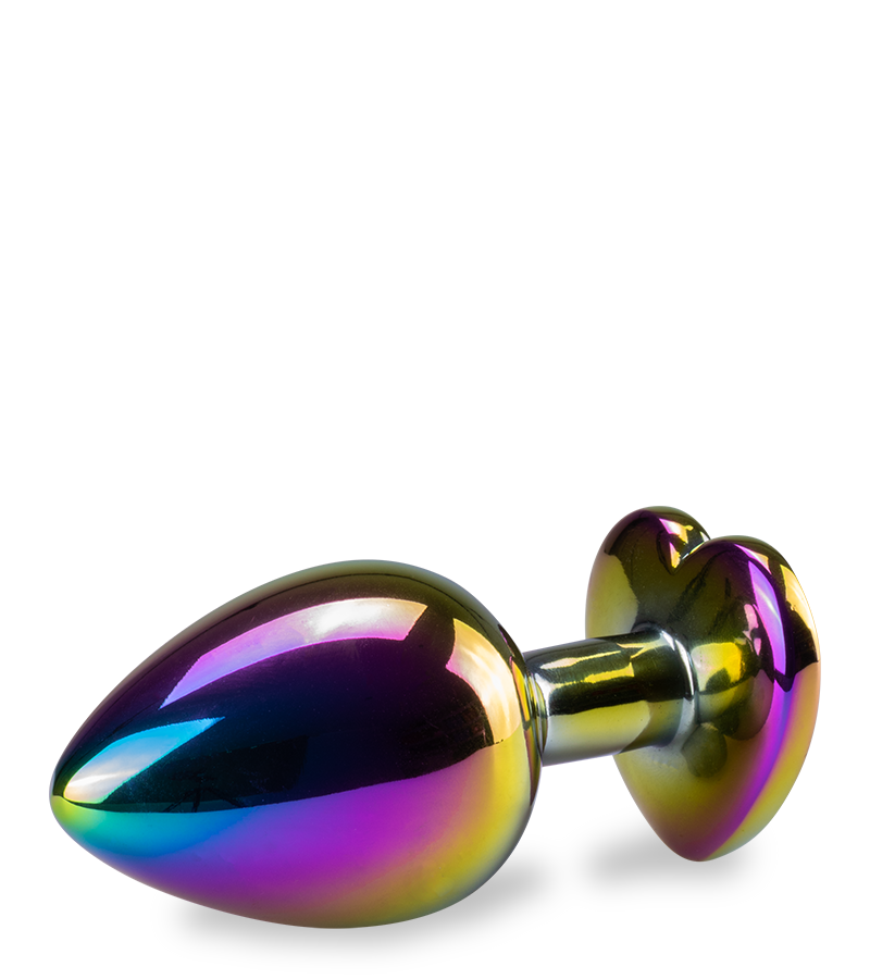 Regenbogenfarbener Rosebud-Analschmuck in Herzform M