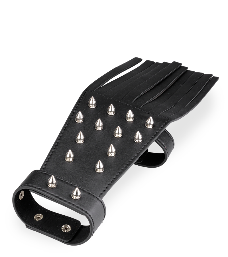 Riemen-Handschuh aus Kunstleder mit Stacheln