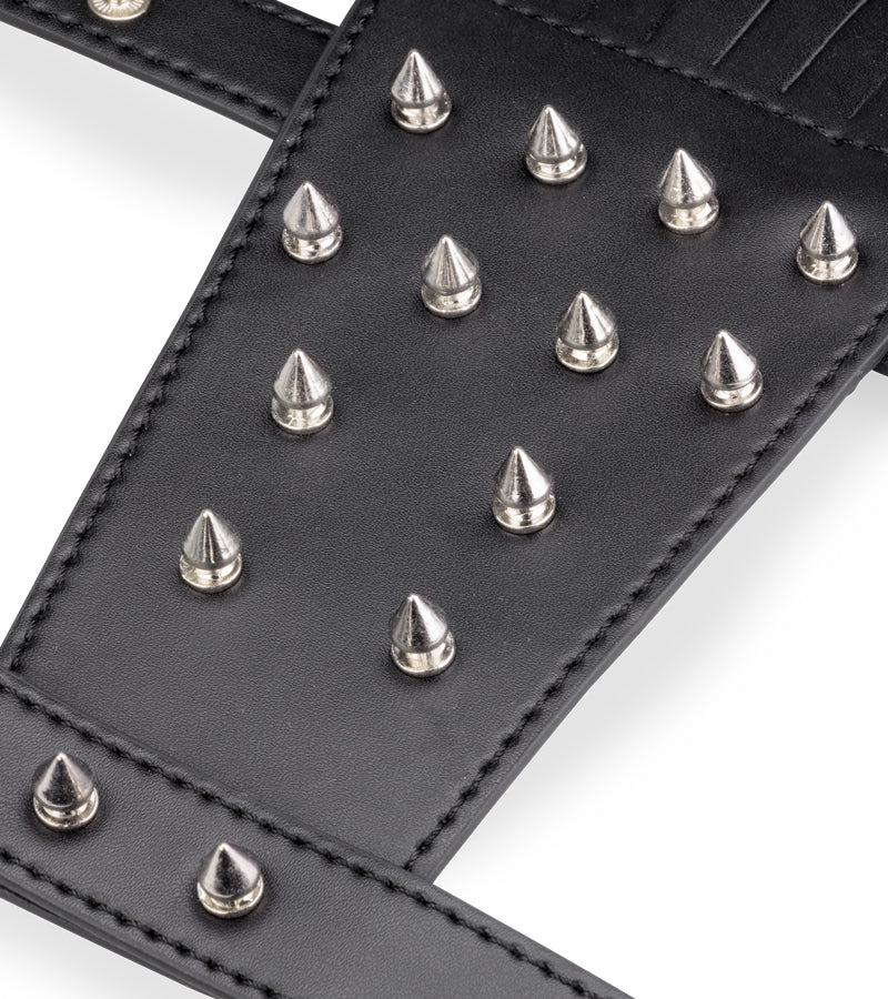 Riemen-Handschuh aus Kunstleder mit Stacheln