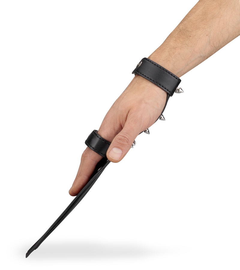 Riemen-Handschuh aus Kunstleder mit Stacheln