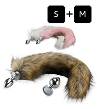 Laden Sie das Bild in den Galerie-Viewer, Rosebud-Plug im Doppelpack mit Magnet-Fuchsschwanz