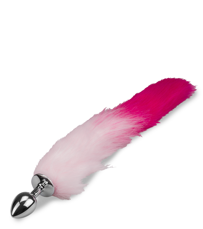 Schwanz-Plug mit Fuchsschwanz in Rosa und Pink