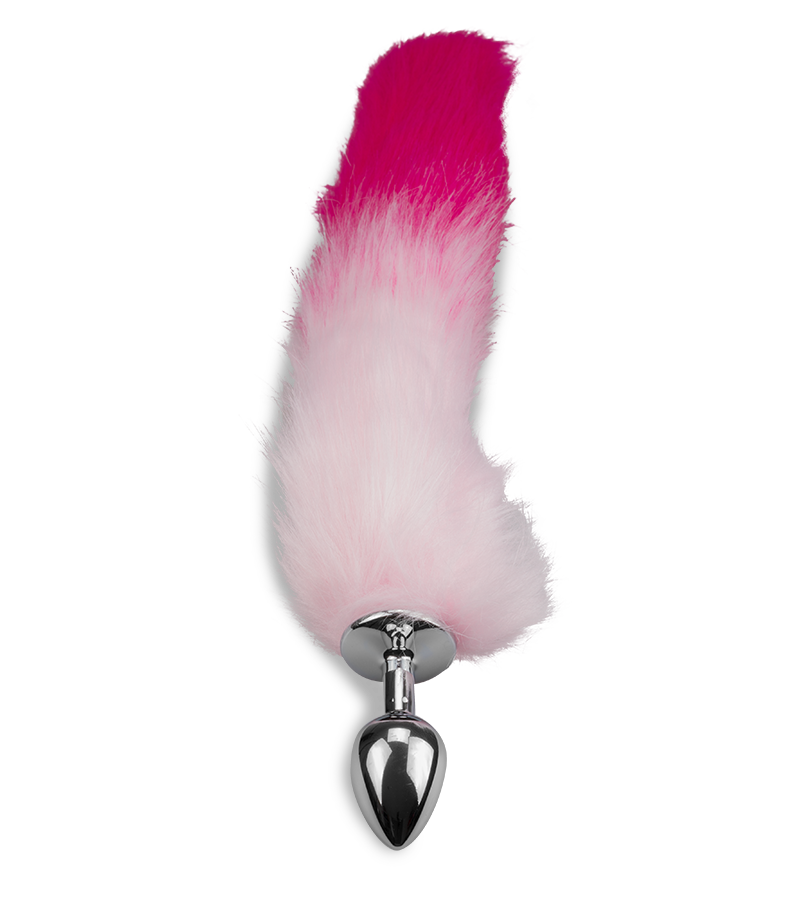 Schwanz-Plug mit Fuchsschwanz in Rosa und Pink