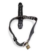 Laden Sie das Bild in den Galerie-Viewer, Schwarzer Mundknebel mit 2 Dildos