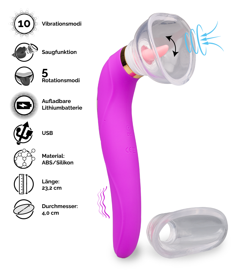 Vaginapumpe mit Zunge und Vibrator Destiny